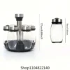 1set Spice Jar Set Rack Glass Organizer Rotating Glass Seasoning Sugar Pepper Bottles Salt Shakers Holder Kitchen Storage Rack