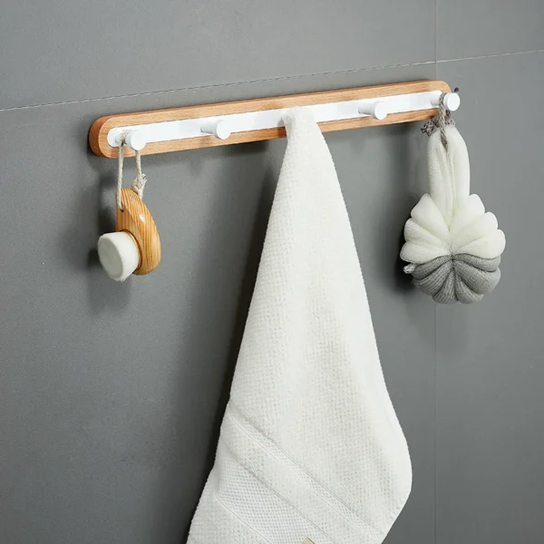 White Aluminum Bathroom Storage Rack – Folding Towel Rod & Wall‑Mounted Organizer