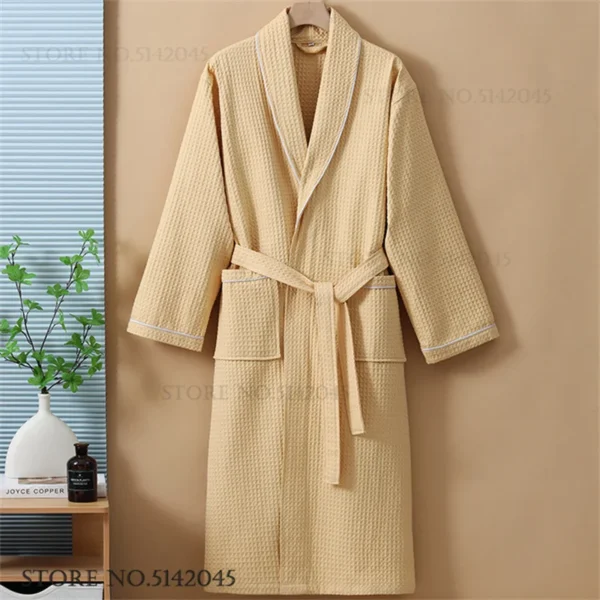 100% Cotton Couple Robe Waffle Bathrobe Gown Kimono Yukata Home Clothes Casual Women Sleepwar Nightwear Spring Summer Loungewear