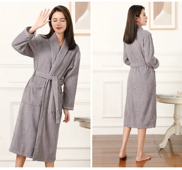 Women's 100% Cotton Toweling Terry Robe Unisex Lovers Soft Bath Robe for Men and Women Nightrobe Sleepwear Casual Home Bathrobe