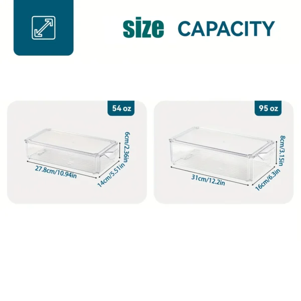 2 Piece Refrigerator Organizer Bins, Clear Fridge Organizers and Storage, Stackable with Lids, Food Storage Containers