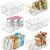 Refrigerator Organizer Bin Clear Plastic Food Storage Organizer Fridge Storage Box with Divider Freezer Pantry Kitchen Organizer