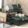 S3aa165d8404f4fd88cdb4abb8e7bee90z-2.webp 2‑Tier Stainless Steel Dish Drying Rack with Drainboard