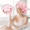 S3dc53f6daaba44de9979f3776c0d70c6F.webp Women’s Adjustable Terry‑Lined Shower Cap – Triple‑Layer Waterproof Reusable Hair Bonnet