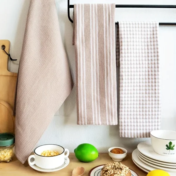 3‑Piece Soft & Absorbent Waffle‑Knit Kitchen Towels