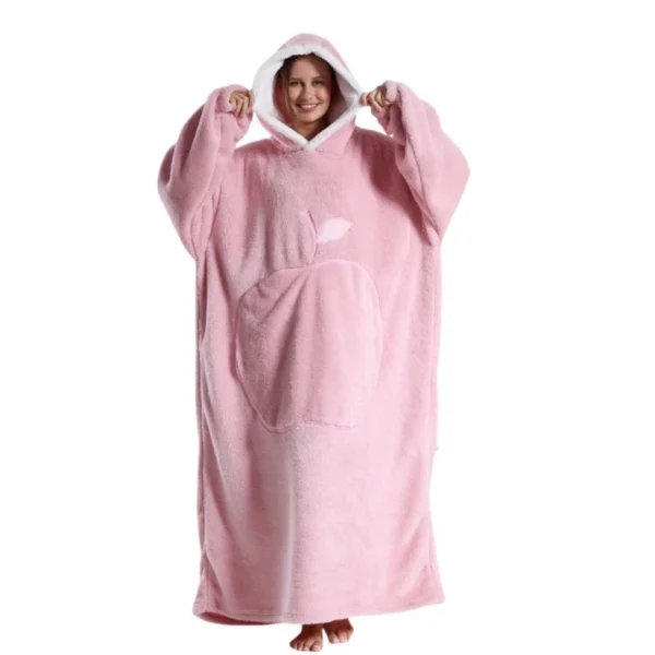 Extra Long Wearable Hooded Blanket for Winter Comfort