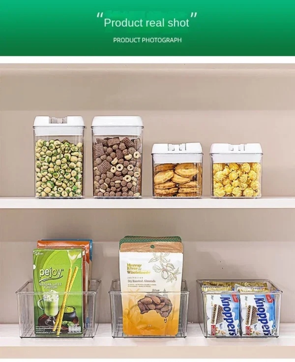 Refrigerator Organizer Bin Clear Plastic Food Storage Organizer Fridge Storage Box with Divider Freezer Pantry Kitchen Organizer