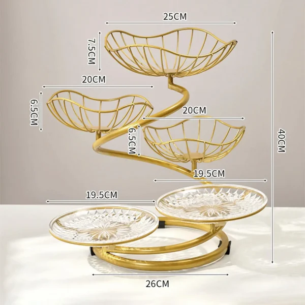 5 Tier Fruit Basket Bowl Large Capacity Wrought Iron Fruit Stand for Kitchen