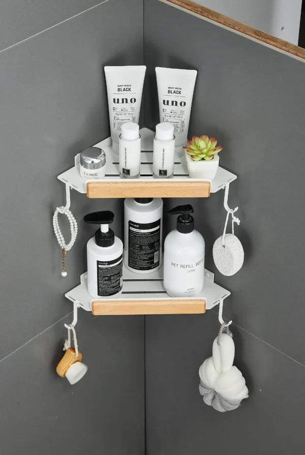 White Aluminum Bathroom Storage Rack – Folding Towel Rod & Wall‑Mounted Organizer