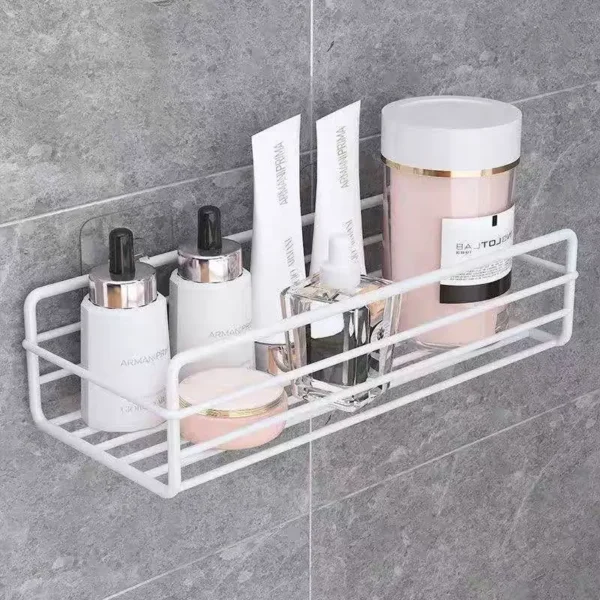 Wall‑Mounted Corner Storage Rack – Punch‑Free Single Shelf