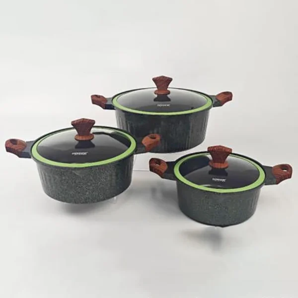 DONNOR 6pcs Non-stick Cookware Set Soup Pot Granite Coating Aluminium Saucepan Stoves Universal Kitchen Cooking Pots Set