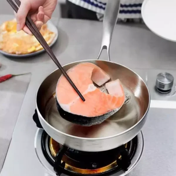 1pc 304 Stainless Steel Frying Pan, NonStick Pan Fried Steak Pot Uncoated Kitchen Cookware For Gas Stove and Induction Cooker