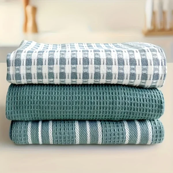 3‑Piece Soft & Absorbent Waffle‑Knit Kitchen Towels