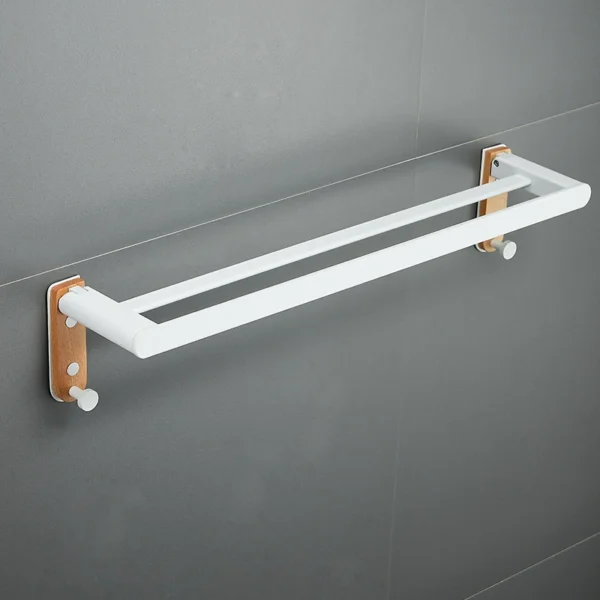 White Aluminum Bathroom Storage Rack – Folding Towel Rod & Wall‑Mounted Organizer