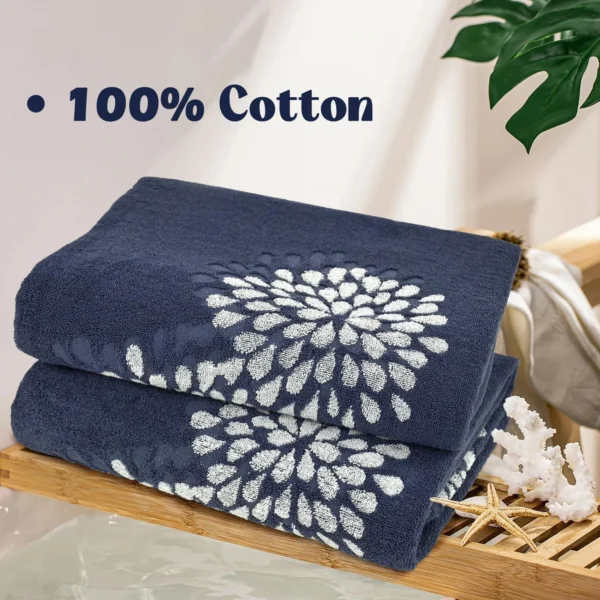 S460a4fe74cea44ed9e4c265c7a3ce1a2o.webp Set of 3 Hydrangea Floral Jacquard Cotton Towels
