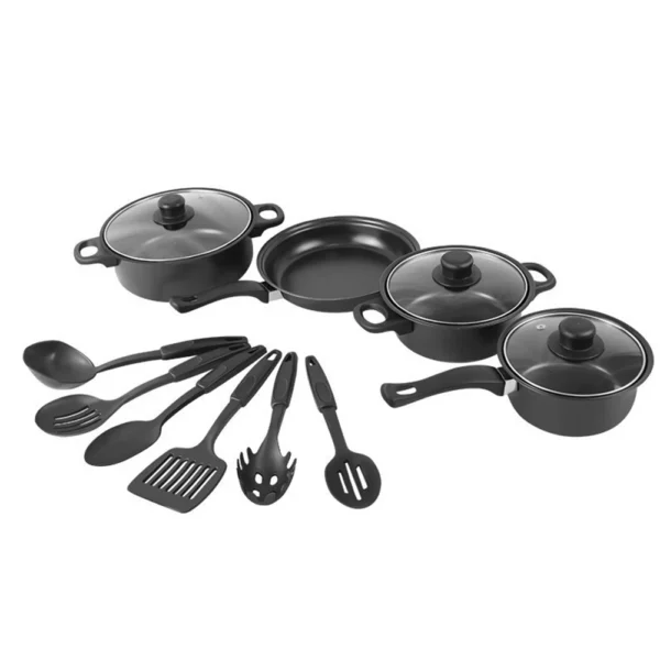 12-Piece Non-Stick Cookware Set Cooking Pot with Lid Milk Pot Maifan Stone Frying Pan Cooking Pot Set for All Hob