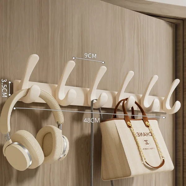 S48b5b20bec444b6e8e1bae51d746563b3-2.webp Wall Coat Rack – Metal Base Bathroom Clothes Hanger with 6 Hooks