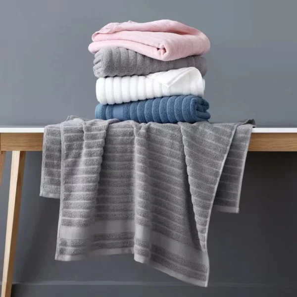 S48fda571ab67424a9aece7075b999fe9X-1.webp Pure Cotton Terry 3‑Piece Thick Soft Bathroom Towel Set