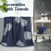 S4a540b131d9144ed81a68d2cddddb46et.webp Set of 3 Hydrangea Floral Jacquard Cotton Towels