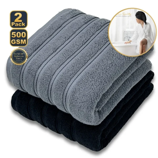 White Blue 2pcs Home Bath Towels 100% Egyptian Cotton Towel Couple Set Super Absorbent Terry Clothes Quick Drying Shower Towels