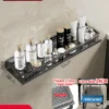 Wall‑Mounted Aluminum Bathroom Rack – Lacquered Single‑Tier Shelf