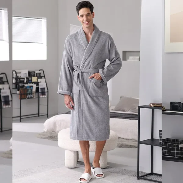 Pure Cotton Hotel Bath Robe – Unisex Kimono Towel Robe for Adults