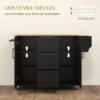 Rolling Kitchen Cart on Wheels with Drop Leaf, Kitchen Island with 3 Drawers, Solid Wood Top and Towel Rack, Black
