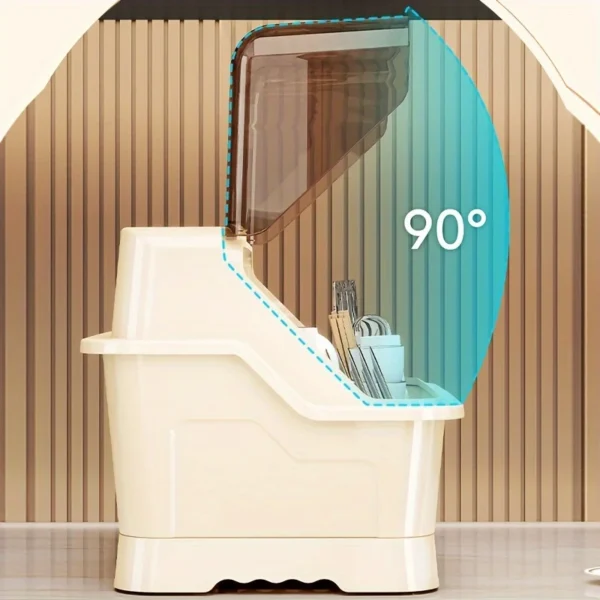 Dish Rack with Lid – Dust‑Proof Kitchen Organizer