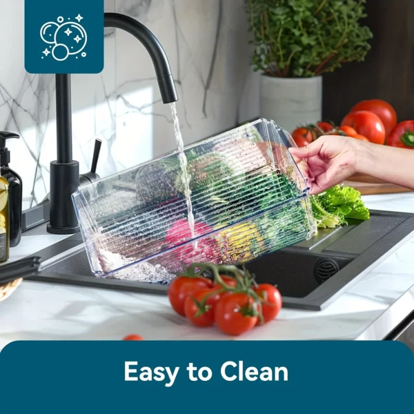 2 Piece Refrigerator Organizer Bins, Clear Fridge Organizers and Storage, Stackable with Lids, Food Storage Containers