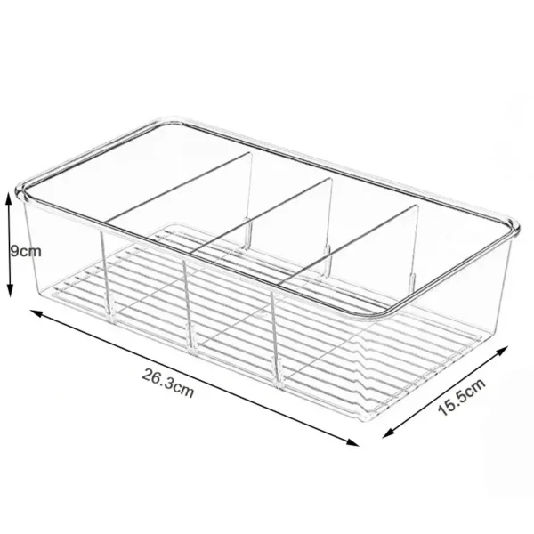 Refrigerator Organizer Bin Clear Plastic Food Storage Organizer Fridge Storage Box with Divider Freezer Pantry Kitchen Organizer