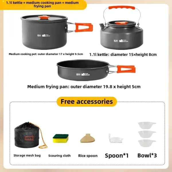 High Quality Outdoor Tableware Set Camping Cooking Set Camping Cookware Travel Tableware Picnic Set Teapot Non-stick Pots
