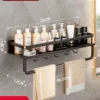 Wall‑Mounted Aluminum Bathroom Rack – Lacquered Single‑Tier Shelf