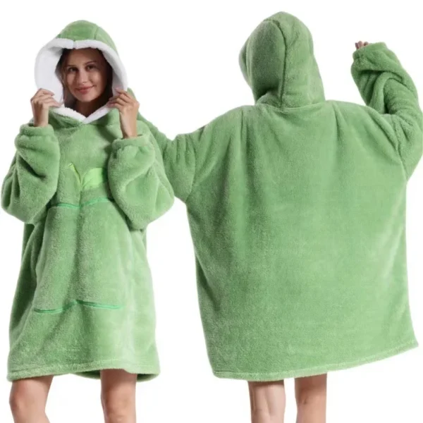 Extra Long Flannel Hooded Blanket for Winter Comfort