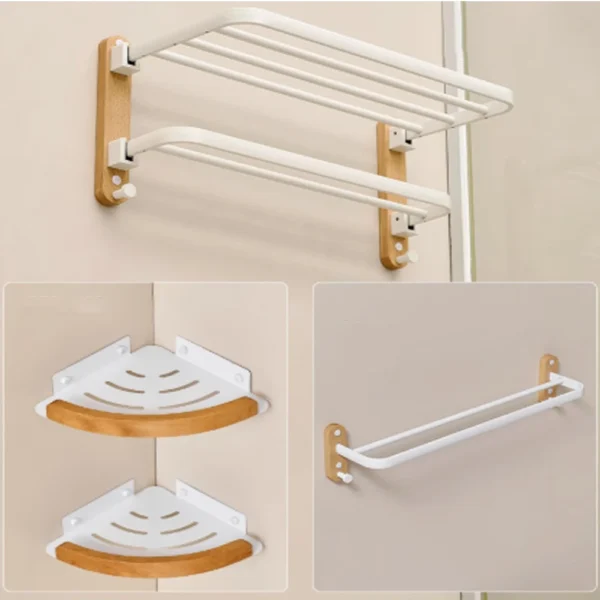 White Aluminum Bathroom Storage Rack – Folding Towel Rod & Wall‑Mounted Organizer