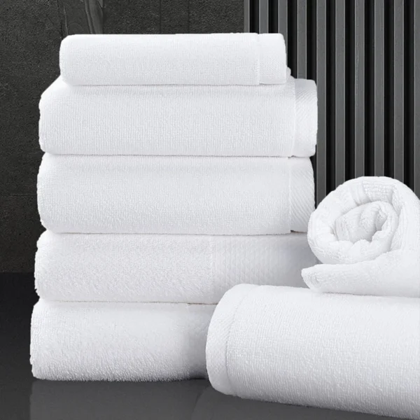 7PCS Cotton White Face & Hand Towels – Soft & Absorbent