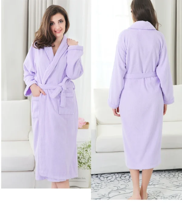 Pure Cotton Hotel Bath Robe – Unisex Kimono Towel Robe for Adults