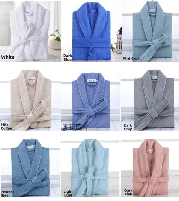 Pure Cotton Hotel Bath Robe – Unisex Kimono Towel Robe for Adults