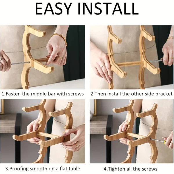 3‑Tier Wooden Fruit & Vegetable Basket with Legs – Bamboo Kitchen Organizer for Produce & Iced Food