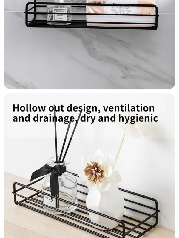 Wall‑Mounted Corner Storage Rack – Punch‑Free Single Shelf