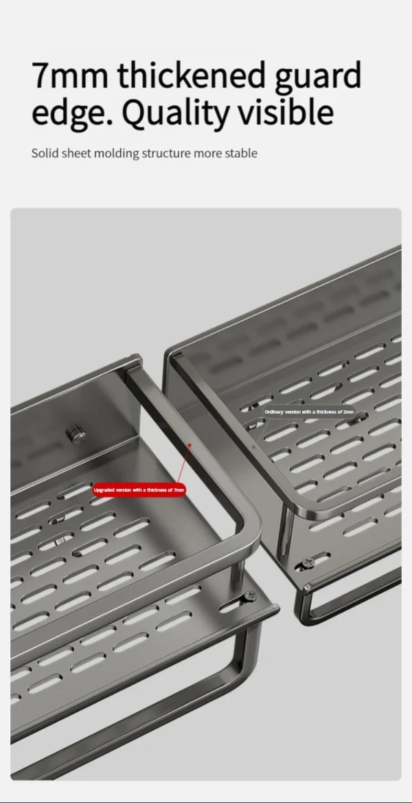 Wall‑Mounted Aluminum Bathroom Rack – Lacquered Single‑Tier Shelf