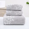 S70f83100e7174957afc814c4aa31b9f5N.webp Set of 3 Hydrangea Floral Jacquard Cotton Towels