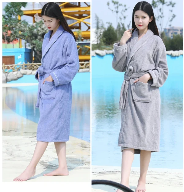 Pure Cotton Hotel Bath Robe – Unisex Kimono Towel Robe for Adults