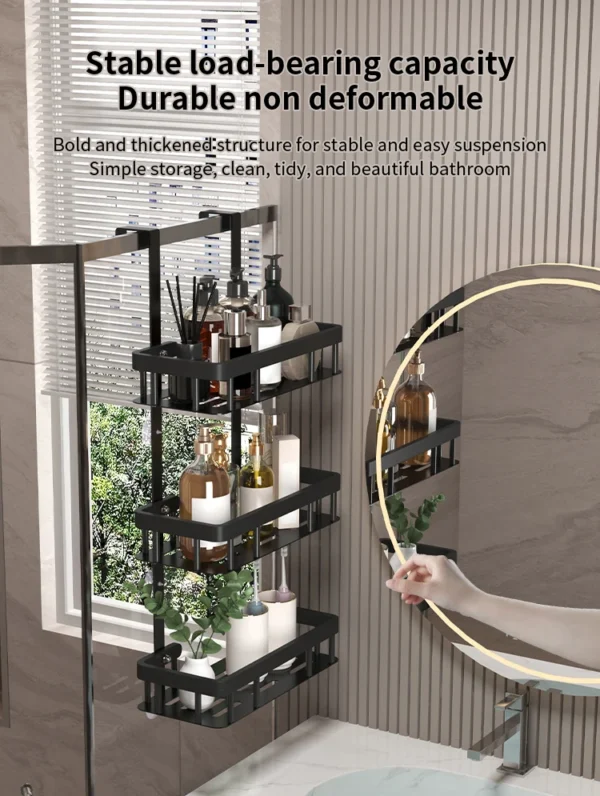 S74ed3ed10e31489b80caecdfa2b8a92fa-1.webp Bathroom wall mounted three-layer storage rack, door mounted rack, shower gel rack, shower room supplies storage rack