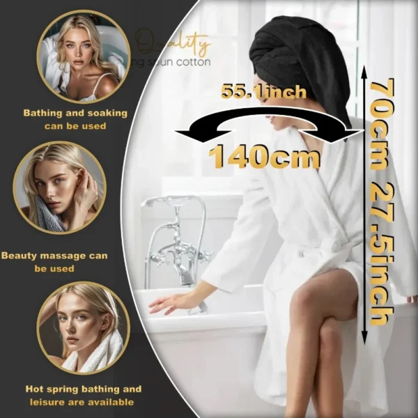 S755bdb55413e4f579191e8da9d608c95g.webp 2‑Piece Egyptian Cotton Bath Towel Set – Super Absorbent Quick‑Dry Terry Towels (White & Blue)