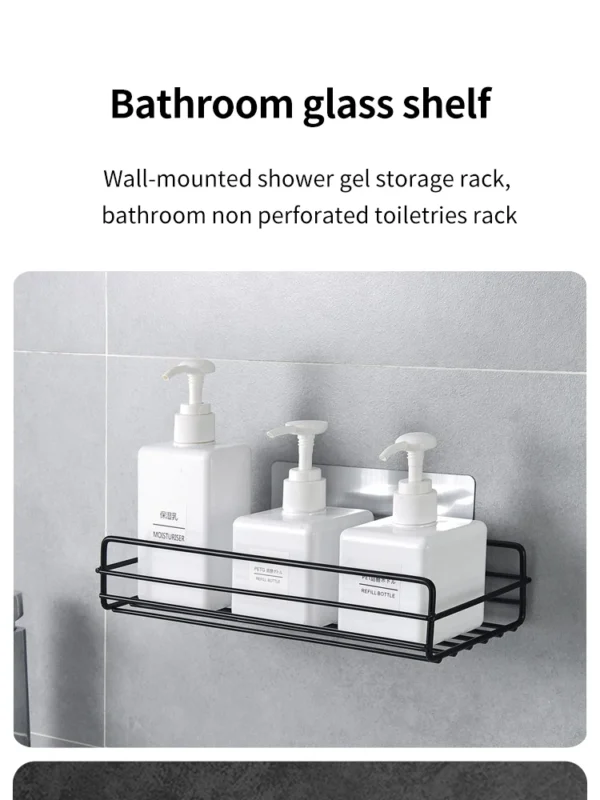 Wall‑Mounted Corner Storage Rack – Punch‑Free Single Shelf