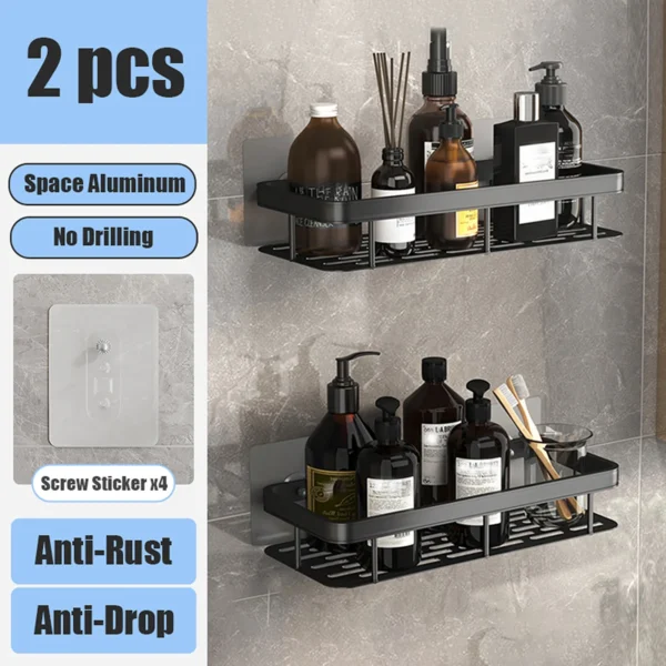 Bathroom Storage Rack – No‑Drill Wall‑Mounted Corner Shelf