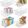 Refrigerator Organizer Bin Clear Plastic Food Storage Organizer Fridge Storage Box with Divider Freezer Pantry Kitchen Organizer