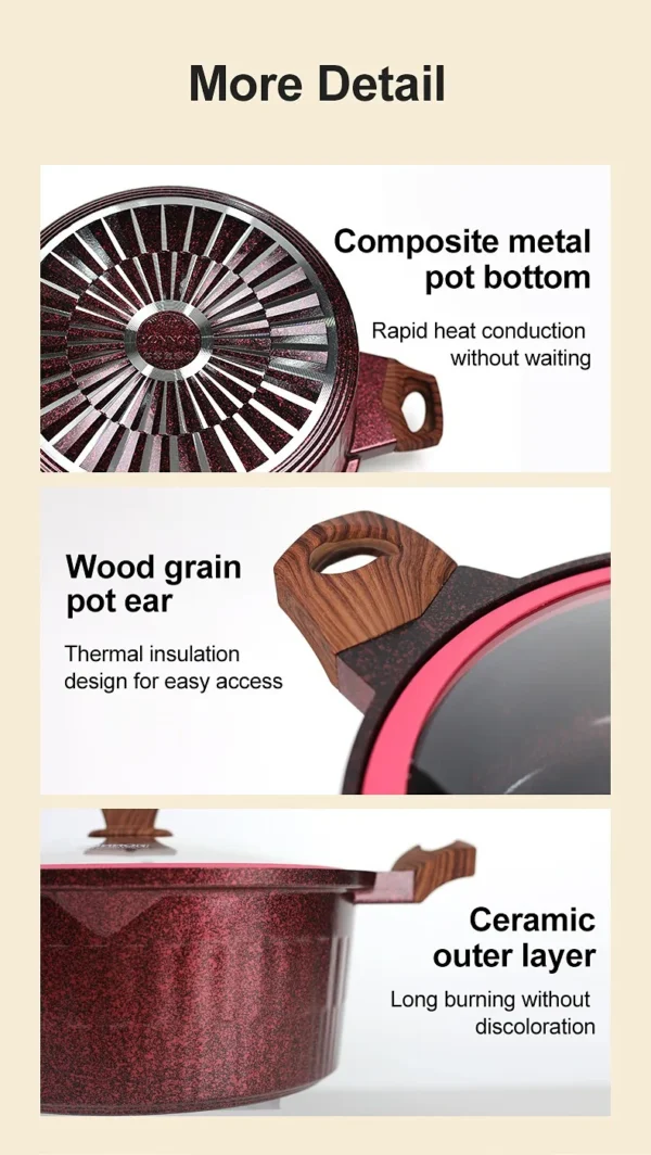 DONNOR 6pcs Non-stick Cookware Set Soup Pot Granite Coating Aluminium Saucepan Stoves Universal Kitchen Cooking Pots Set