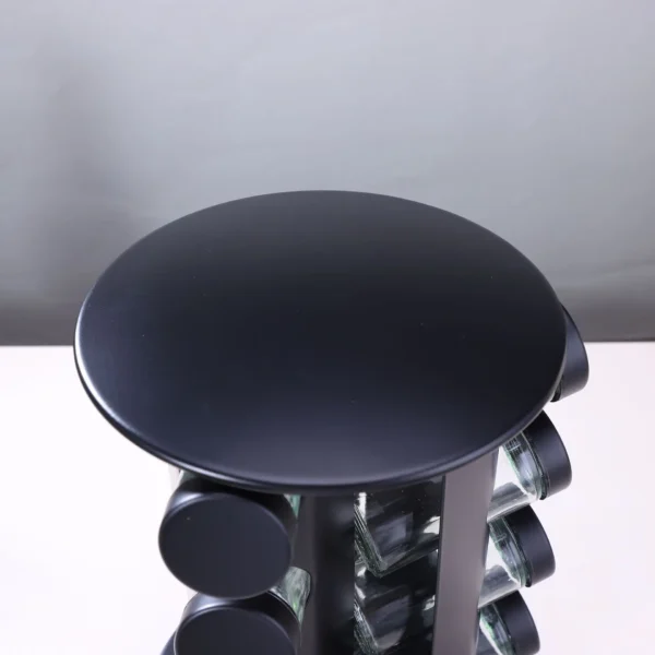 S79186fb3ef32452ab0065b73926db0baw.webp 360° Rotating Glass Spice Rack Set – 9 Glass Seasoning Jars with Swivel Stand