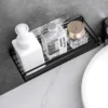 Black Iron Corner Bathroom Storage Rack – Punch‑Free Wall Mounted Shelf